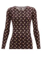 Matchesfashion.com Marine Serre - Moon-print Recycled-jersey Top - Womens - Brown