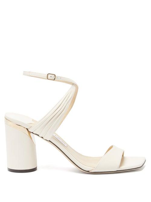 Jimmy Choo - Block-heel Leather Sandals - Womens - Cream