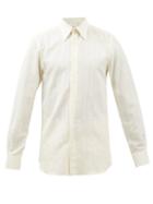Giuliva Heritage Collection - Luigi Eyelet-stripe Linen-blend Poplin Shirt - Mens - White