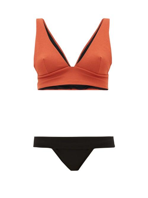 Matchesfashion.com Haight - Mismatched Crepe Bikini - Womens - Black Orange