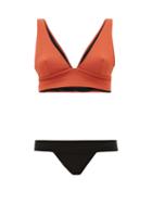 Matchesfashion.com Haight - Mismatched Crepe Bikini - Womens - Black Orange