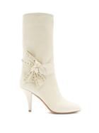 Matchesfashion.com Valentino - Bow Embellished Leather Boots - Womens - White