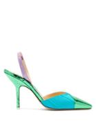 Matchesfashion.com The Attico - Mara Python And Moir Pumps - Womens - Green