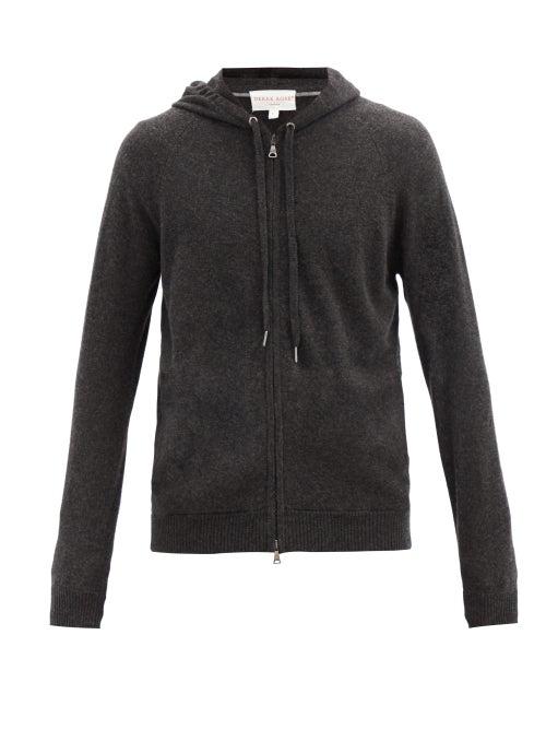 Matchesfashion.com Derek Rose - Finley Zipped Cashmere Hooded Sweatshirt - Mens - Grey