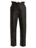 Matchesfashion.com Isa Arfen - Gathered Waist Cropped Cotton Blend Trousers - Womens - Black