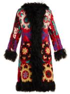 Matchesfashion.com Zazi Vintage - Suzani Embroidered Shearling Coat - Womens - 204 Black Multi