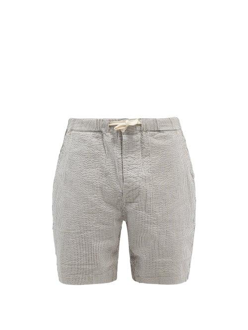Albam - Striped Cotton-blend Seersucker Shorts - Mens - Cream