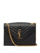 Saint Laurent - Envelope Matelass-leather Shoulder Bag - Womens - Black