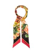 Matchesfashion.com Dolce & Gabbana - Rose Print Silk Twill Scarf - Womens - Black Multi