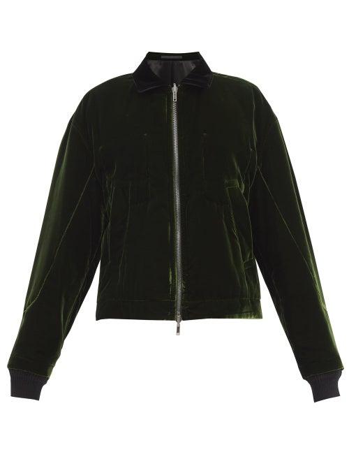 Matchesfashion.com Haider Ackermann - Reversible Velvet And Satin Bomber Jacket - Mens - Dark Green