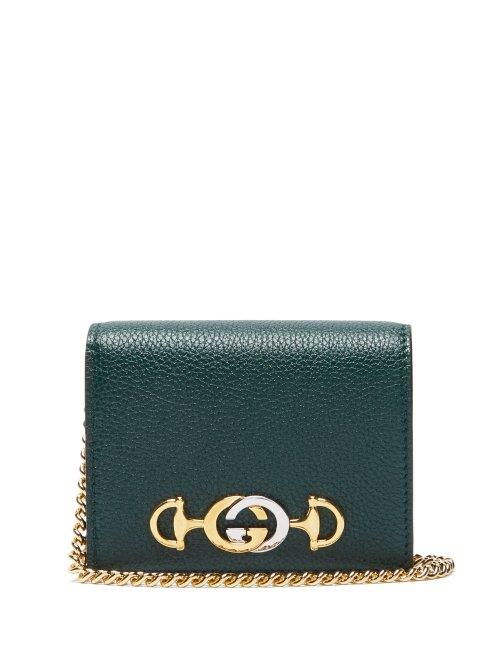 Matchesfashion.com Gucci - Zumi Logo Plaque Leather Wallet - Womens - Dark Green