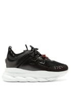 Matchesfashion.com Versace - Chain Reaction Mesh And Leather Trainers - Mens - Black Burgundy