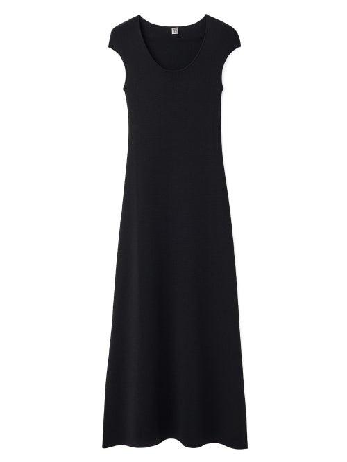Matchesfashion.com Totme - Cap-sleeve Knit Maxi Dress - Womens - Black