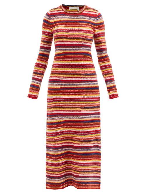 Chlo - Striped Recycled-cashmere Knit Dress - Womens - Red Multi