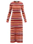 Chlo - Striped Recycled-cashmere Knit Dress - Womens - Red Multi