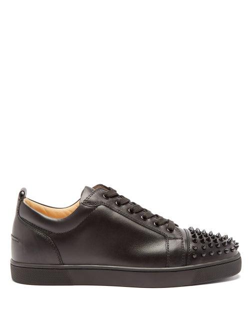 Mens Shoes Christian Louboutin - Louis Junior Spike-embellished Leather Trainers - Mens - Black