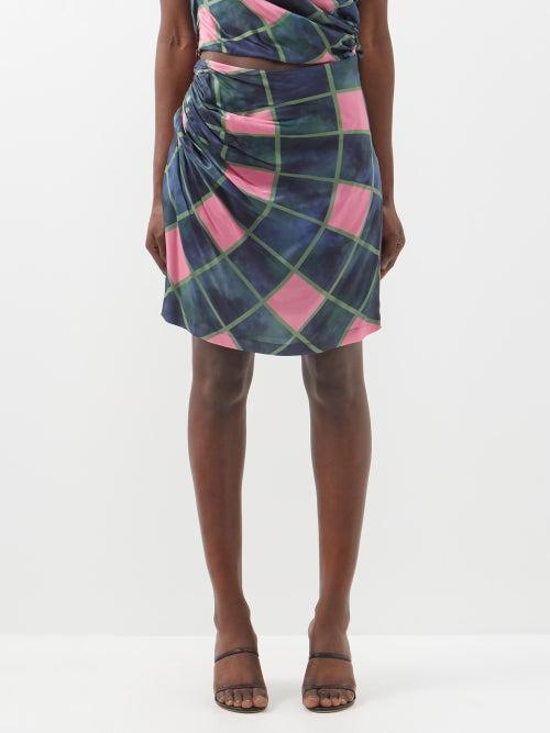 Ahluwalia - Pael Draped Mini Skirt - Womens - Pink Blue