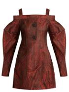 Matchesfashion.com Ellery - Bougie Off The Shoulder Marble Jacquard Dress - Womens - Black Multi
