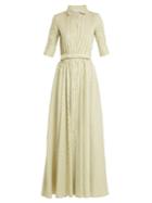 Luisa Beccaria Striped Waist-belt Linen-blend Shirtdress