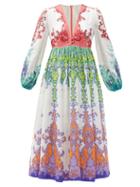 Zimmermann - Nina V-neck Floral-print Midi Dress - Womens - Multi