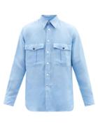 L.e.j - Flapped-pocket Linen Shirt - Mens - Blue