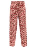 Matchesfashion.com Muzungu Sisters - Fern Mushroom Print Silk Faille Trousers - Womens - Red Multi