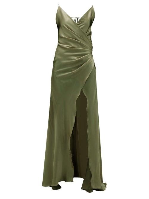 Matchesfashion.com Adriana Iglesias - Scarface Silk-blend Satin Gown - Womens - Khaki
