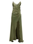Matchesfashion.com Adriana Iglesias - Scarface Silk-blend Satin Gown - Womens - Khaki