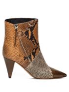 Matchesfashion.com Isabel Marant - Latts Snake Effect Leather Ankle Boots - Womens - Tan Multi