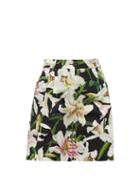 Matchesfashion.com Dolce & Gabbana - Lilium Print Cotton Poplin Shorts - Womens - Black Print
