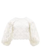 Matchesfashion.com Cecilie Bahnsen - Agnes Guipure Overlay Balloon Sleeve Blouse - Womens - Ivory