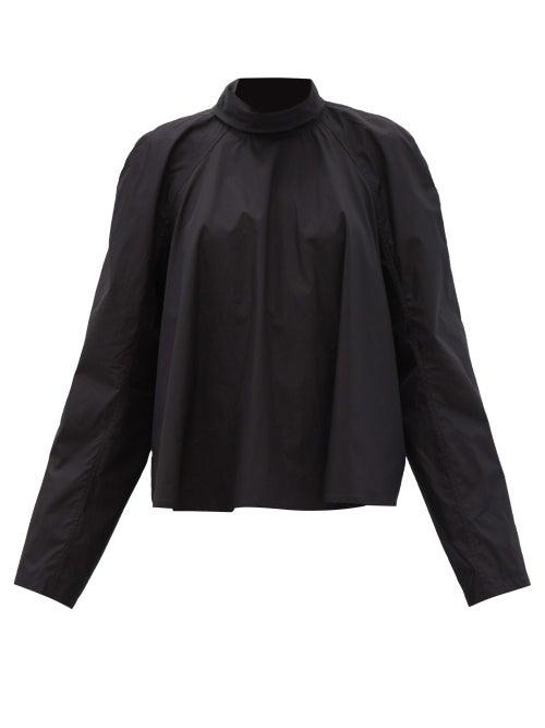 Matchesfashion.com Lemaire - High-neck Cotton-poplin Blouse - Womens - Black