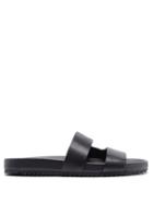 Mens Shoes Grenson - Chadwick Two-strap Leather Slides - Mens - Black