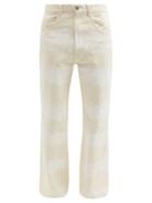 Matchesfashion.com Marni - Brushstroke-striped Cotton Flared-leg Jeans - Mens - Beige White