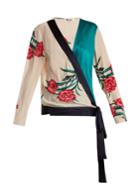 Diane Von Furstenberg Farren-print Contrast-panel Woven Top