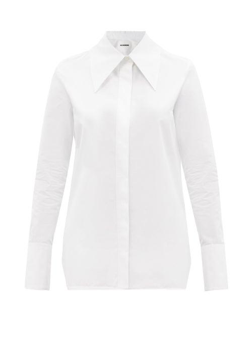 Ladies Rtw Jil Sander - Spearpoint-collar Cotton-poplin Shirt - Womens - White
