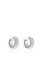Matchesfashion.com Balenciaga - Force Logo-stripe Sterling-silver Hoop Earrings - Mens - Silver