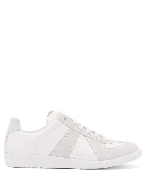 Matchesfashion.com Maison Margiela - Replica Suede Panel Low Top Trainers - Mens - White