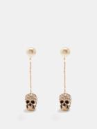 Alexander Mcqueen - Pearl And Skull Crystal-embellished Earrings - Womens - Gold Multi
