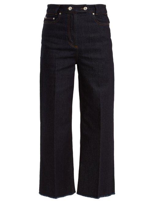 Matchesfashion.com Redvalentino - High Rise Wide Leg Cropped Jeans - Womens - Indigo