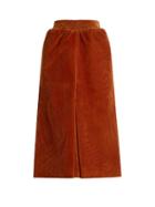 Balenciaga Pleat-front Corduroy Midi Skirt