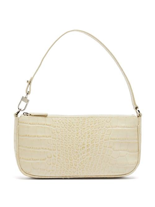 Matchesfashion.com By Far - Rachel Crocodile-effect Leather Shoulder Bag - Womens - Cream