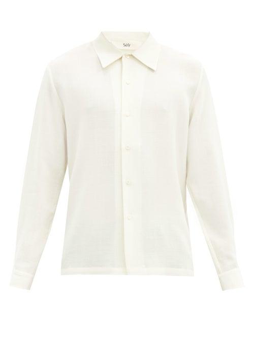 Matchesfashion.com Sfr - Rampoua Pleated-yoke Crepe Shirt - Mens - Cream