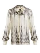 Matchesfashion.com Giambattista Valli - Polka Dot Pussy Bow Silk Blouse - Womens - White Black