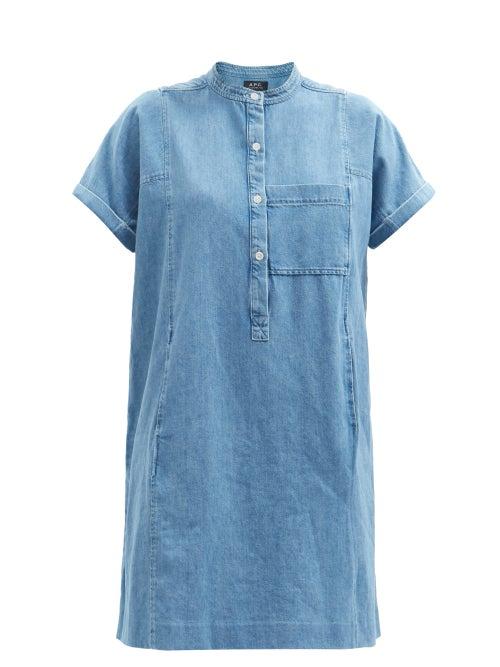 A.p.c. - Temple Denim Mini Dress - Womens - Blue