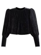 Isabel Marant - Miameline Gigot-sleeve Cropped Velvet Top - Womens - Black