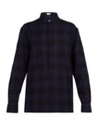 Matchesfashion.com Deveaux - Half Button Wool Tunic Shirt - Mens - Blue