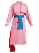 Matchesfashion.com Msgm - Double Breasted Cotton Trench Coat - Womens - Pink