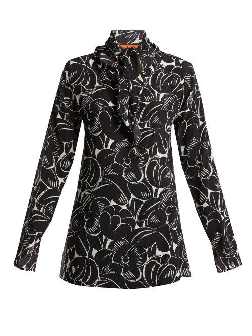 Matchesfashion.com Colville - Neck Tie Silk Blouse - Womens - Black Print