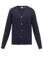 Another Aspect - V-neck Organic Merino-wool Cardigan - Mens - Dark Blue